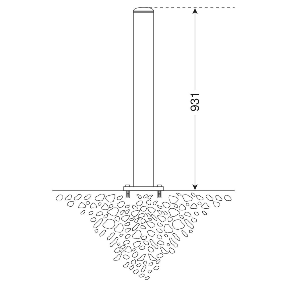 Productafbeelding nr. 2: Roestvrijstalen paal MORAVIA MILANO, voor keilboutbevestiging, vast, hxØ 931 x 102 mm