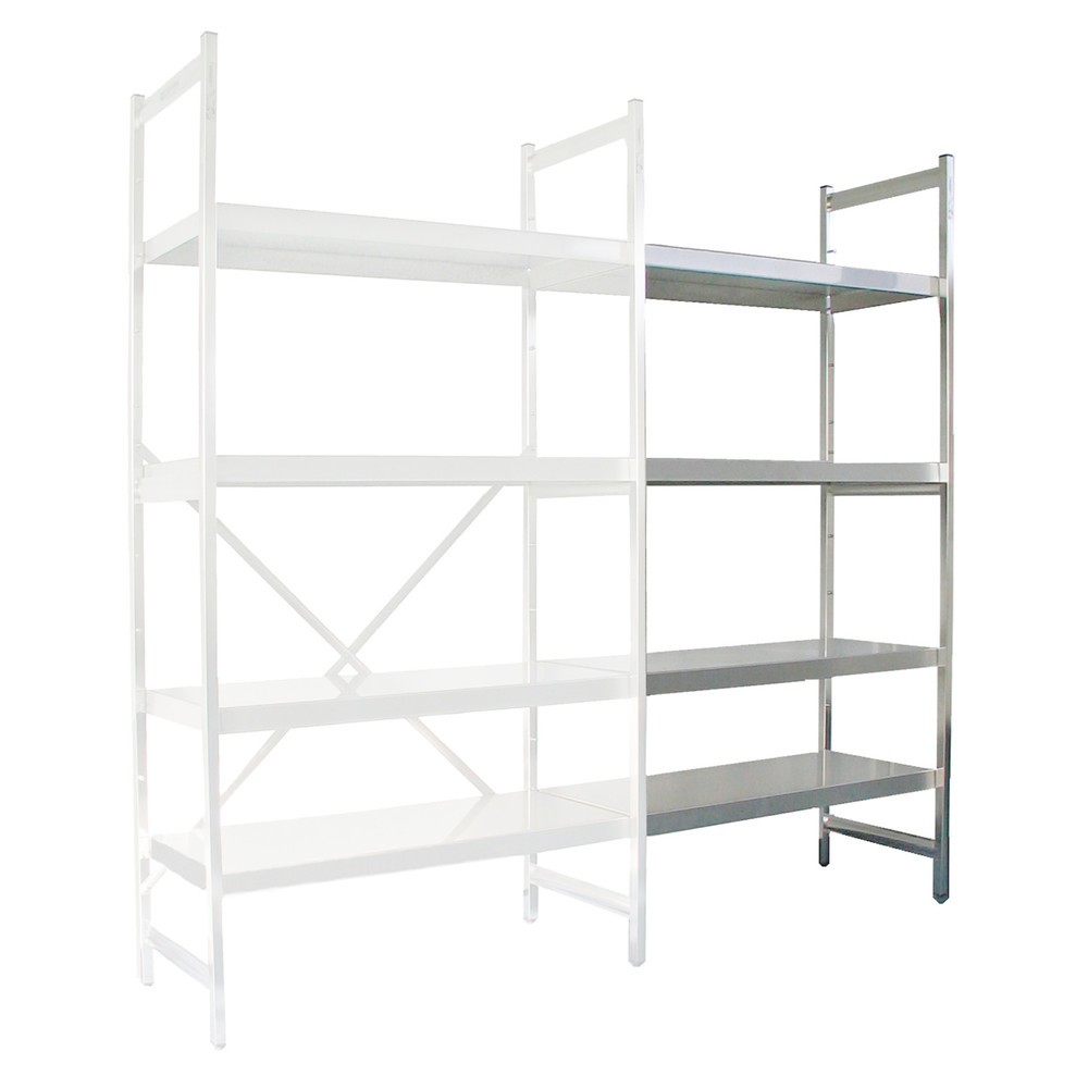 Product afbeelding: Roestvrijstalen plank met gesloten aanbouwveld, opbergruimte 600 kg, HxBxD 1.800 x 775 x 300 mm