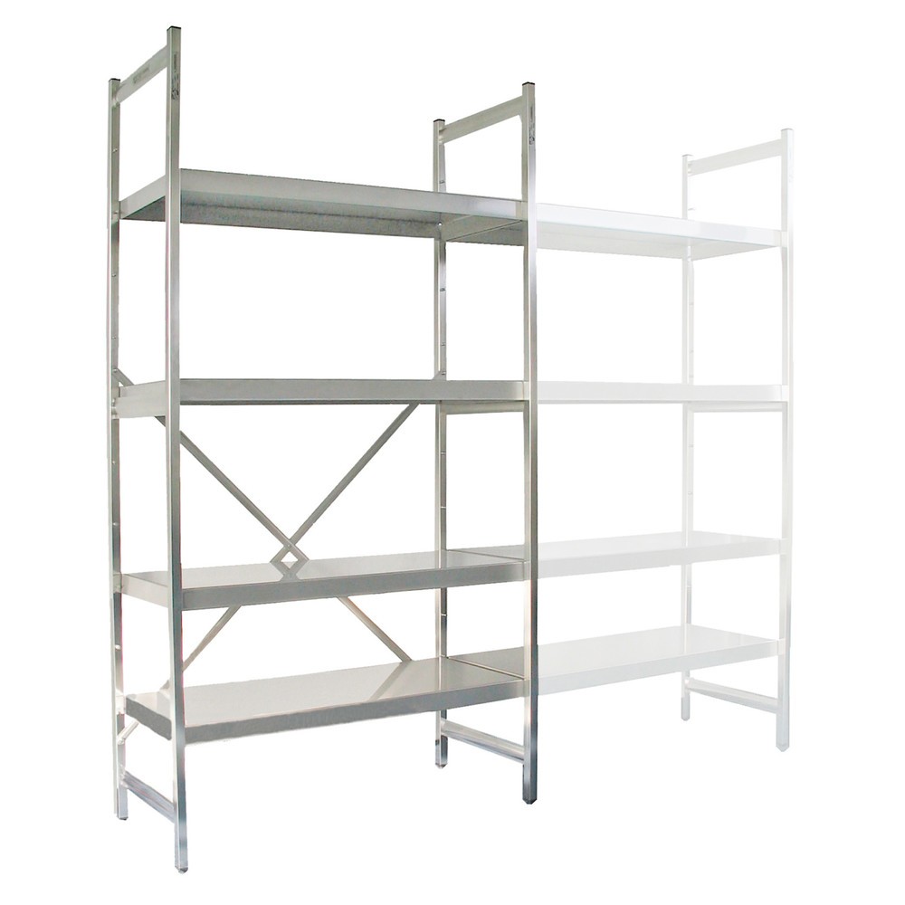Product afbeelding: Roestvrijstalen plank met gesloten planken, basisveld, vaklast vlak 600 kg, HxBxD 1.800 x 800 x 300 mm