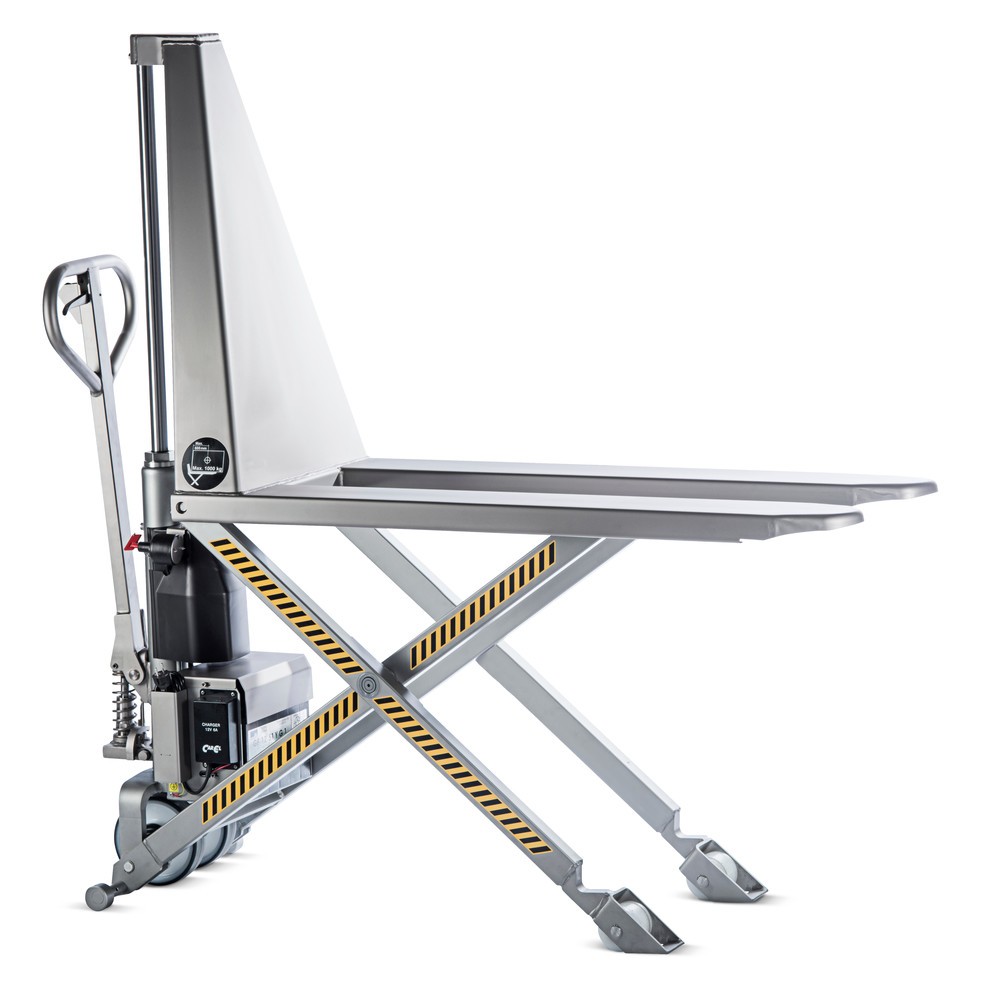 Productafbeelding nr. 2: Roestvrijstalen schaarhefwagen INOX - elektrohydraulisch, VL 1.200 mm, nylon