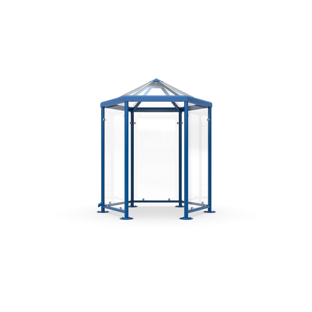 Product afbeelding: Rokerspaviljoen met spits dak, zonder zijwanden, 6-hoekig, gentiaanblauw