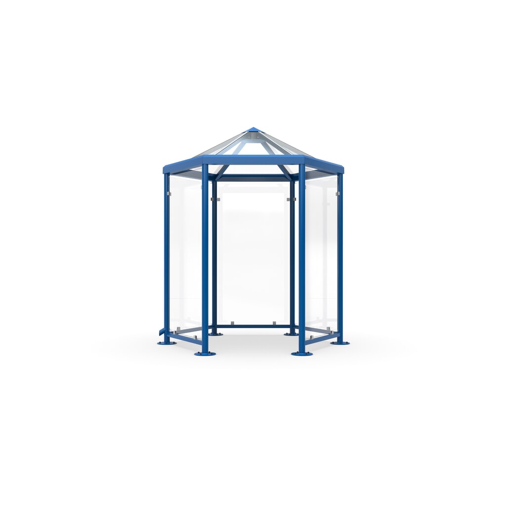 Product afbeelding: Rokerspaviljoen met spits dak, zonder zijwanden, 6-hoekig, gentiaanblauw