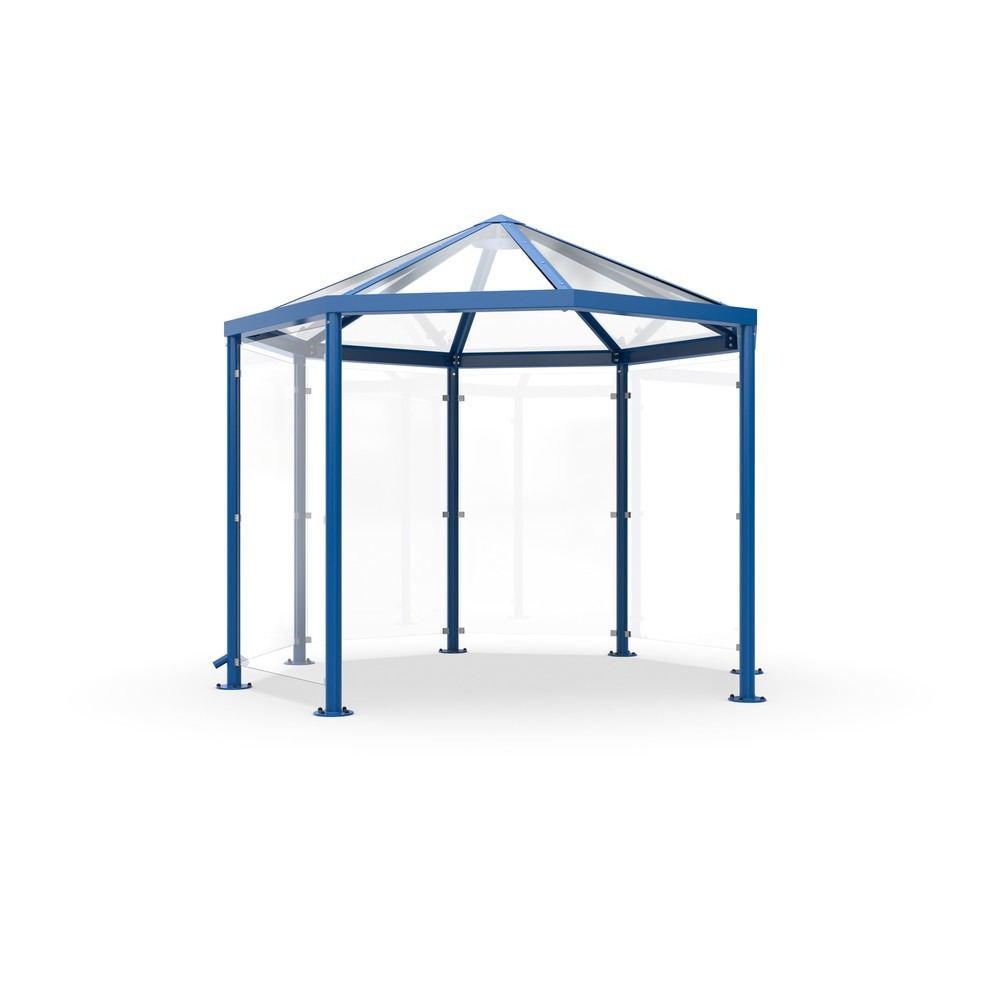Product afbeelding: Rokerspaviljoen met spits dak, zonder zijwanden, 8-hoekig, gentiaanblauw