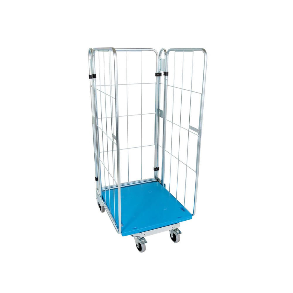 Product afbeelding: Rolcontainer, 3-zijdig, met kunststof bodemplaat, nestbaar, hoogte 1.660 mm, zonder etage