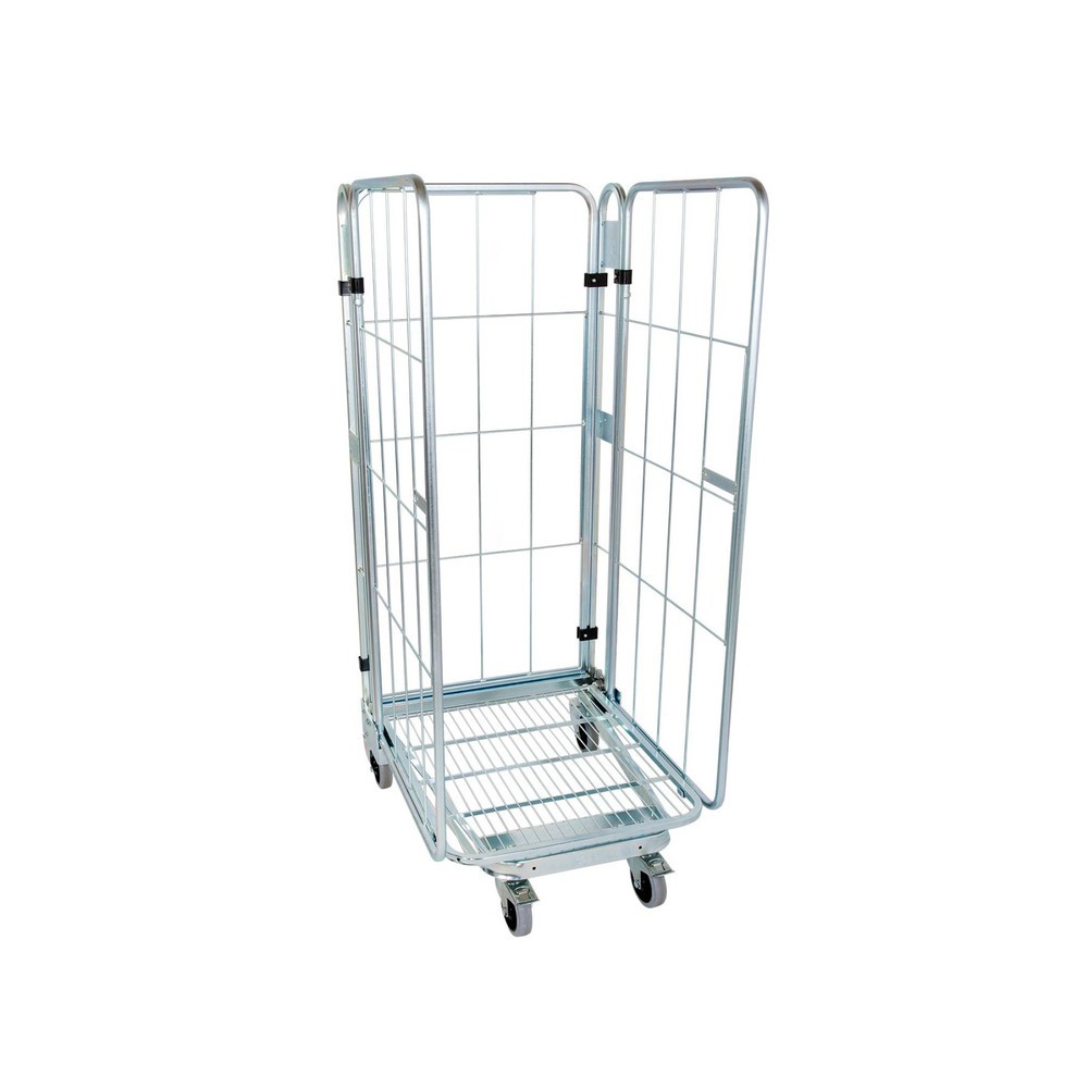 Product afbeelding: Rolcontainer, 3-zijdig, met stalen bodemplaat, nestbaar, hoogte 1.770 mm, zonder etage