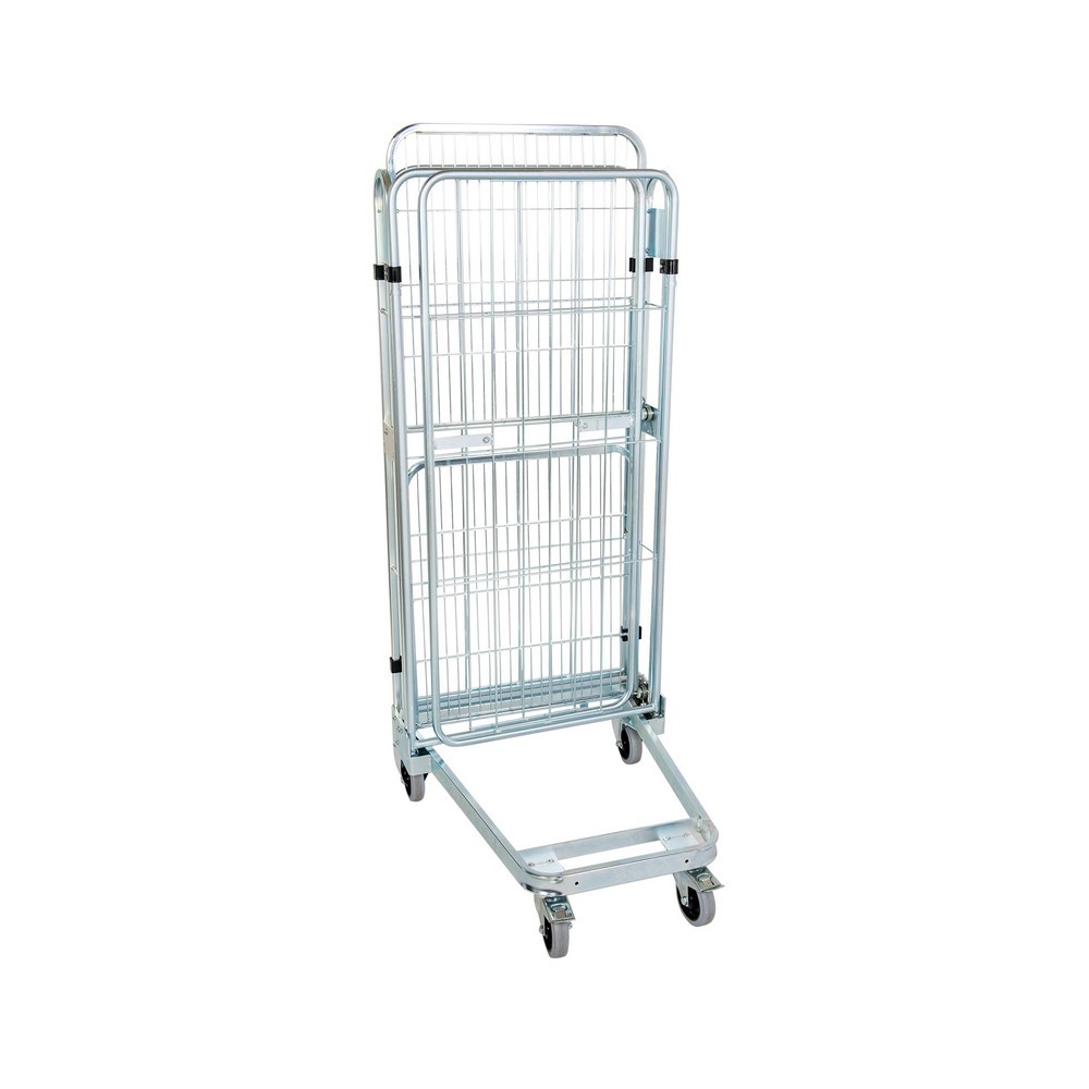 Productafbeelding nr. 2: Rolcontainer, 3-zijdig, met stalen bodemplaat, nestbaar, hoogte 1.660 mm, met 1 stalen etage