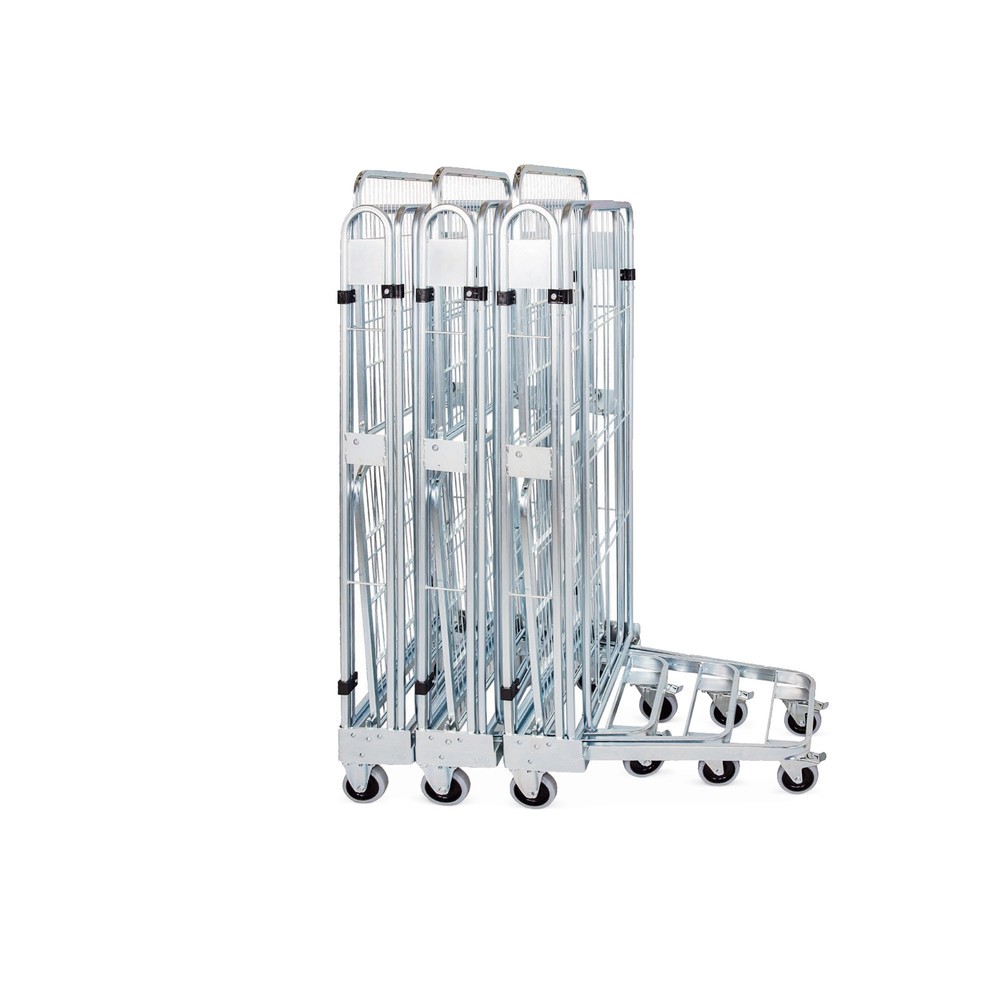 Productafbeelding nr. 3: Rolcontainer, 3-zijdig, met stalen bodemplaat, nestbaar, hoogte 1.660 mm, met 1 stalen etage