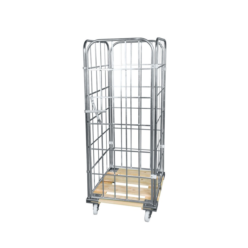 Product afbeelding: Rolcontainer, 4-zijdig, eendelige voorwand, houten bodemplaat, hxbxd 1.650 x 720 x 810 mm
