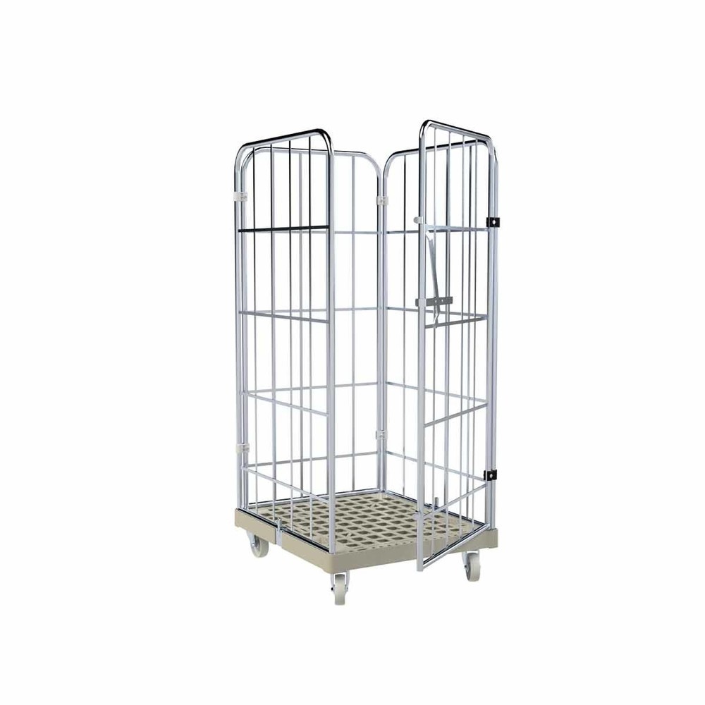 Product afbeelding: Rolcontainer, 4-zijdig, ééndelige voorwand, kunststof bodemplaat, hxbxd 1.650 x 724 x 815 mm, kiezelgrijs