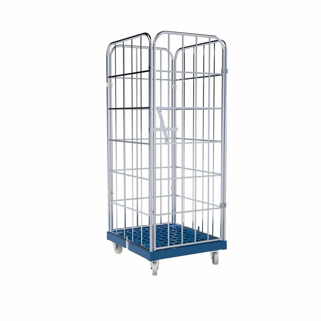 Rolcontainer, 4-zijdig, eendelige voorwand, kunststof bodemplaat, hxbxd 1.850 x 724 x 815 mm, gentiaanblauw Productafbeelding nr. 1: Rolcontainer, 4-zijdig, eendelige voorwand, kunststof bodemplaat, hxbxd 1.850 x 724 x 815 mm, gentiaanblauw