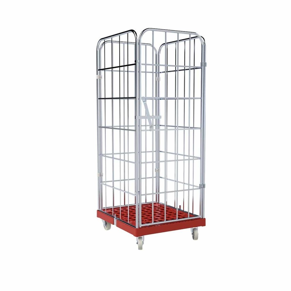Product afbeelding: Rolcontainer, 4-zijdig, eendelige voorwand, kunststof bodemplaat, hxbxd 1.850 x 724 x 815 mm, vuurrood