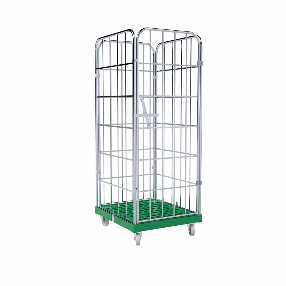 Product afbeelding: Rolcontainer, 4-zijdig, eendelige voorwand, kunststof bodemplaat, hxbxd 1.850 x 724 x 815 mm, verkeersgroen