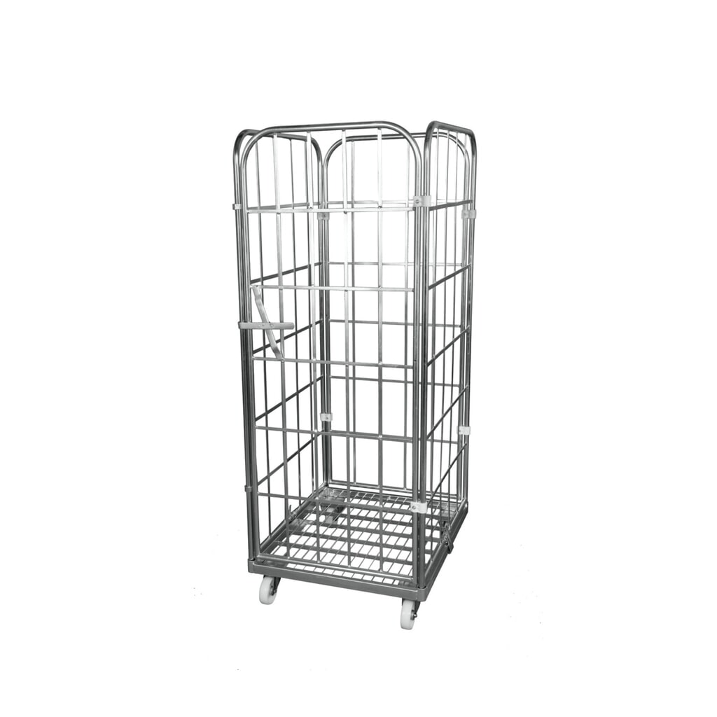 Rolcontainer, 4-zijdig, ééndelige voorwand, stalen bodemplaat, hxbxd 1.850 x 724 x 815 mm Product afbeelding: Rolcontainer, 4-zijdig, ééndelige voorwand, stalen bodemplaat, hxbxd 1.850 x 724 x 815 mm