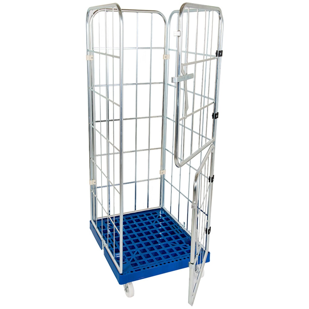 Product afbeelding: Rolcontainer, 4-zijdig, gedeelde voorwand, kunststof bodemplaat, hxbxd 1.850 x 724 x 815 mm, kiezelgrijs