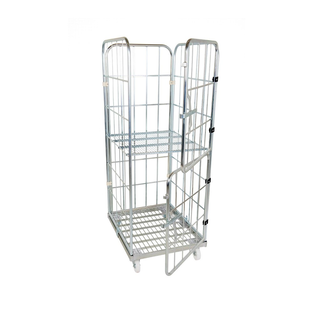 Product afbeelding: Rolcontainer, 4-zijdig, gedeelde voorwand, stalen bodemplaat, hxbxd 1.850 x 724 x 815 mm
