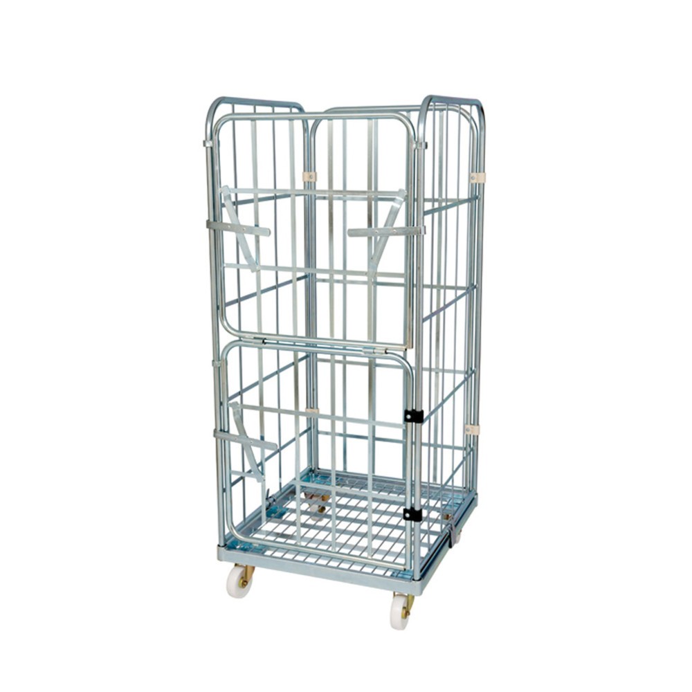 Product afbeelding: Rolcontainer, 4-zijdig, half neerklapbare voorwand, stalen laadbord, hxbxd 1.650 x 710 x 800 mm