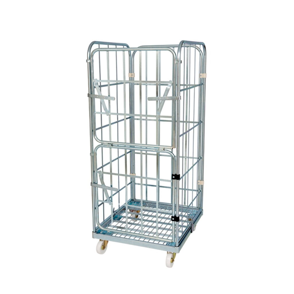 Product afbeelding: Rolcontainer, 4-zijdig, half neerklapbare voorwand, stalen laadbord, hxbxd 1.650 x 710 x 800 mm