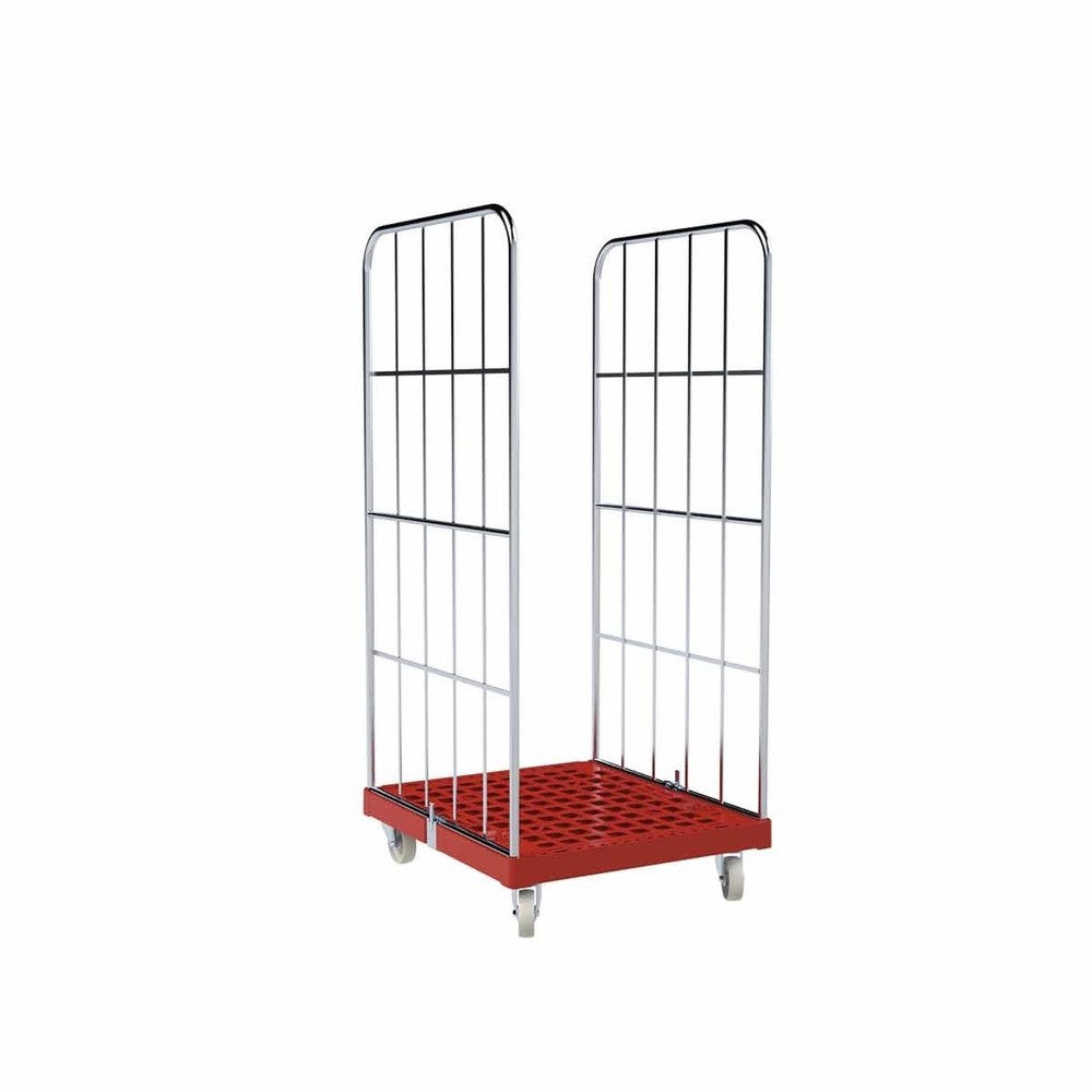 Productafbeelding nr. 1: Rolcontainer Classic, 2-zijdig, fijnmazig, blauw verzinkt, kunststof laadbord, hxbxd 1.650 x 724 x 815 mm, vuurrood