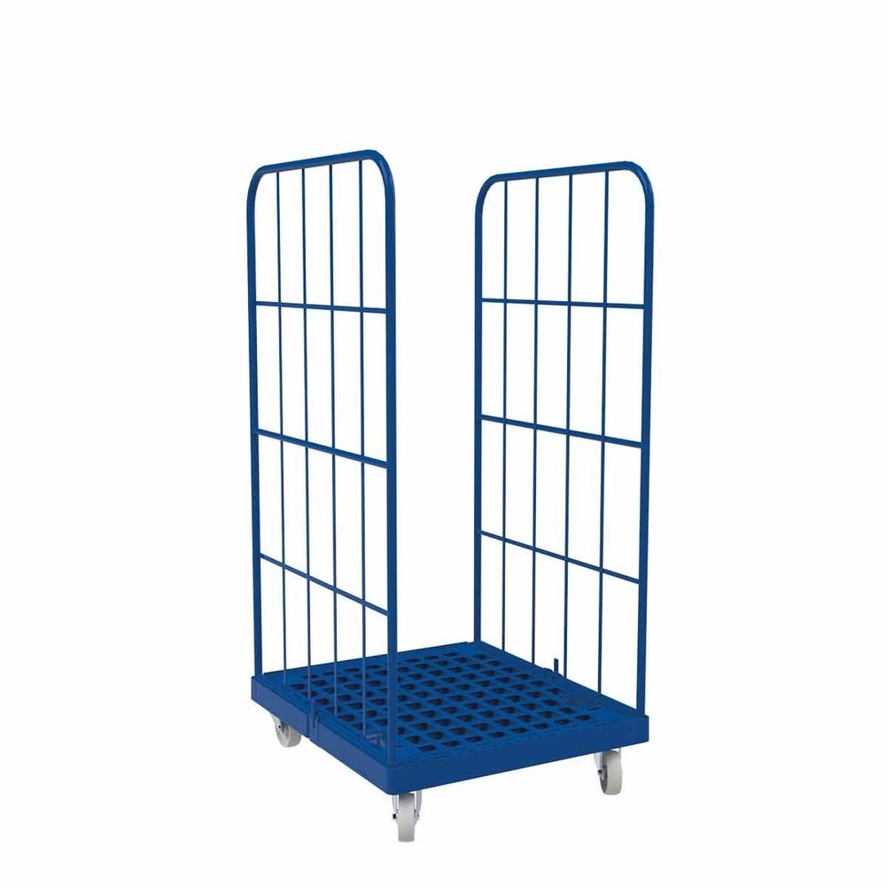 Product afbeelding: Rolcontainer Classic, 2-zijdig, fijnmazig, gepoedercoat, kunststof laadbord, hxbxd 1.550 x 724 x 815 mm, gentiaanblauw