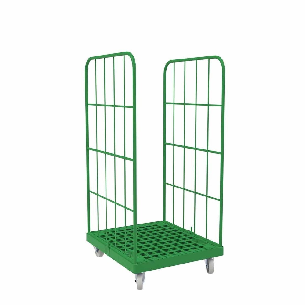 Productafbeelding nr. 1: Rolcontainer Classic, 2-zijdig, fijnmazig, gepoedercoat, kunststof laadbord, hxbxd 1.550 x 724 x 815 mm, verkeersgroen