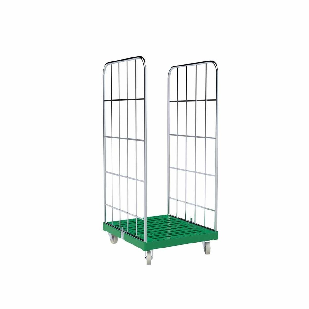 Product afbeelding: Rolcontainer Classic, 2-zijdig, galvanisch verzinkt, laadbord van kunststof, hxbxd 1.650 x 724 x 815 mm, verkeersgroen