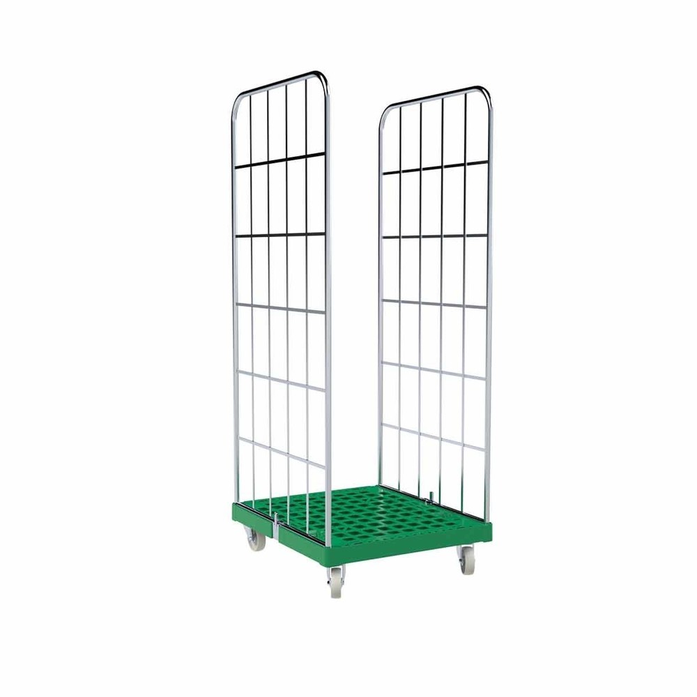 Product afbeelding: Rolcontainer Classic, 2-zijdig, verzinkt, kunststof bodemplaat, hxbxd 1.850 x 724 x 815 mm, verkeersgroen