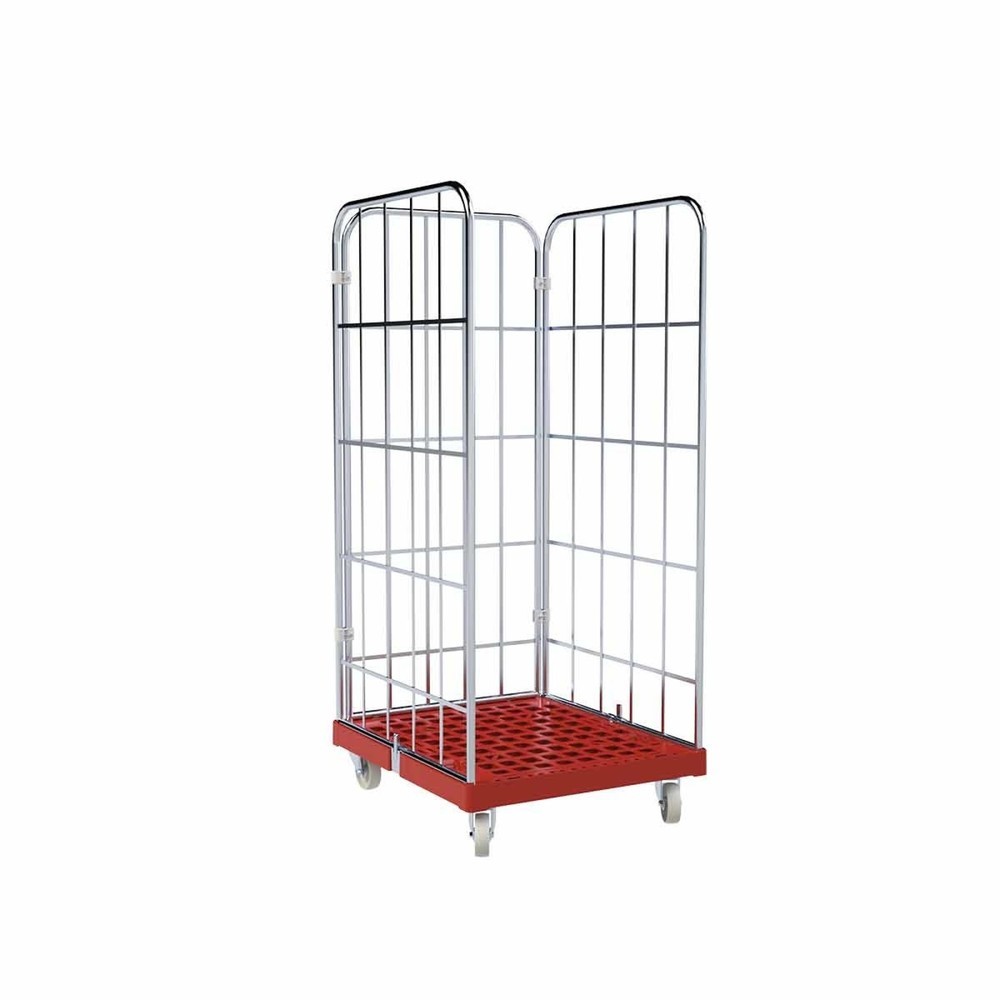 Product afbeelding: Rolcontainer Classic, 3-zijdig, galvanisch verzinkt, kunststof laadbord, hxbxd 1.650 x 724 x 815 mm, vuurrood