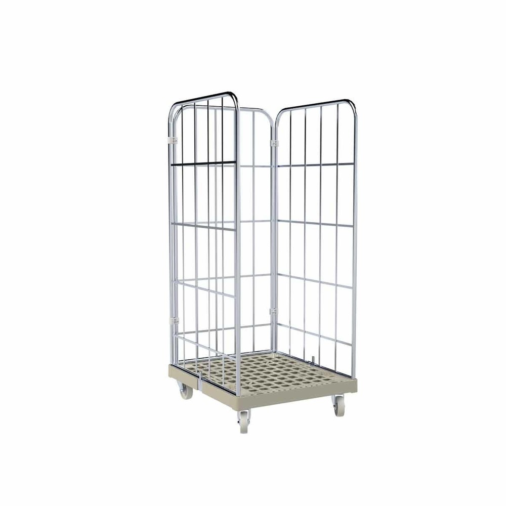 Product afbeelding: Rolcontainer Classic, 3-zijdig, galvanisch verzinkt, kunststof laadbord, hxbxd 1.650 x 724 x 815 mm, kiezelgrijs
