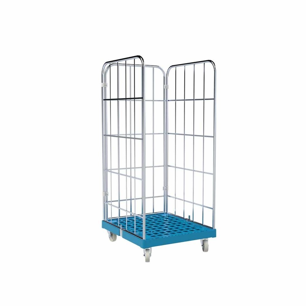 Product afbeelding: Rolcontainer Classic, 3-zijdig, galvanisch verzinkt, kunststof laadbord, hxbxd 1.650 x 724 x 815 mm, lichtblauw