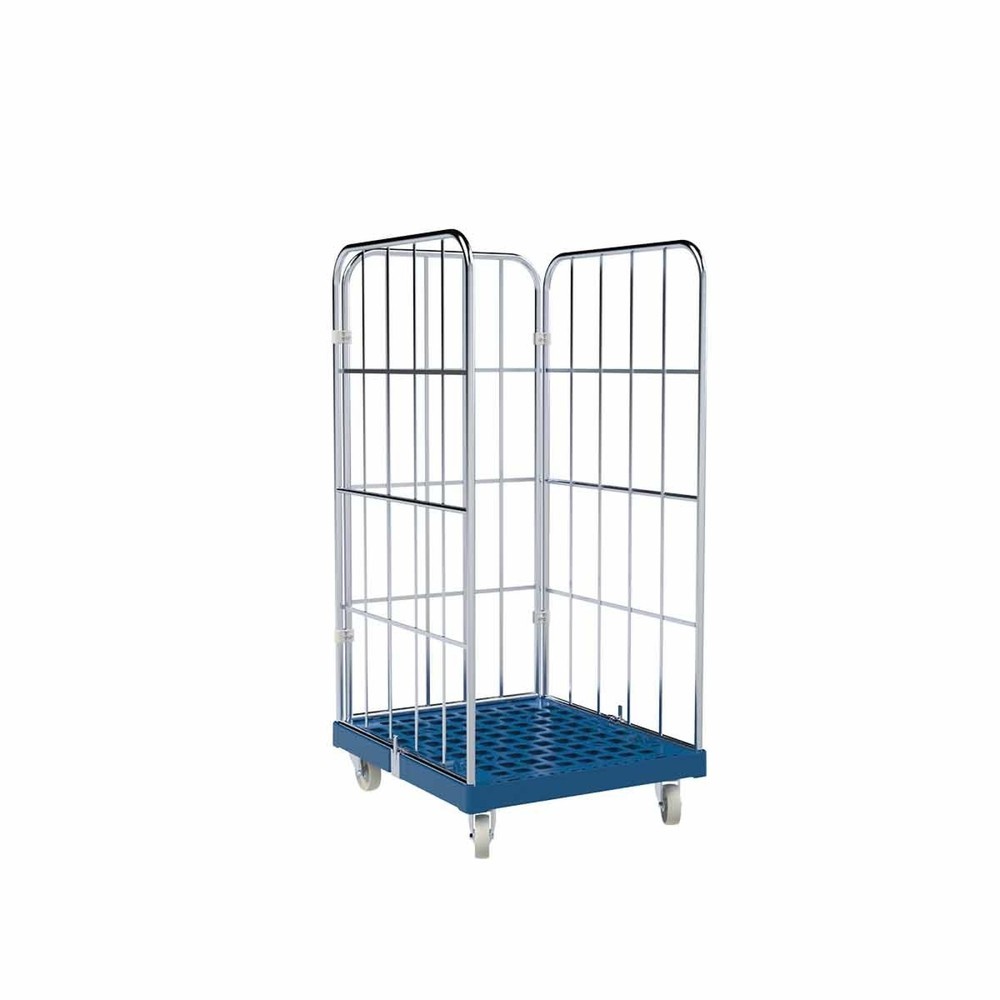 Product afbeelding: Rolcontainer Classic, 3-zijdig, grofmazig, blauw verzinkt, kunststof laadbord, hxbxd 1.550 x 724 x 815 mm, gentiaanblauw