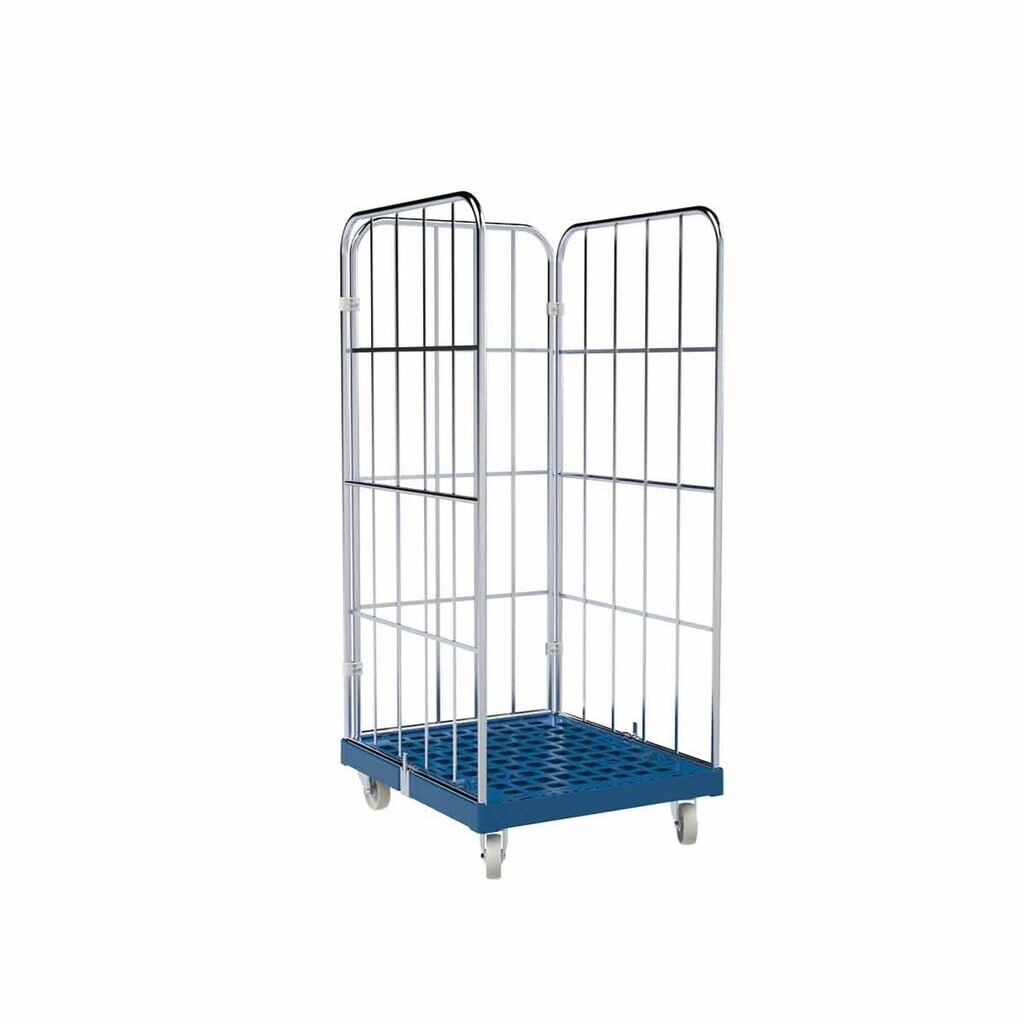 Rolcontainer Classic, 3-zijdig, grofmazig, blauw verzinkt, kunststof laadbord, hxbxd 1.650 x 724 x 815 mm, gentiaanblauw Product afbeelding: Rolcontainer Classic, 3-zijdig, grofmazig, blauw verzinkt, kunststof laadbord, hxbxd 1.650 x 724 x 815 mm, gentiaanblauw