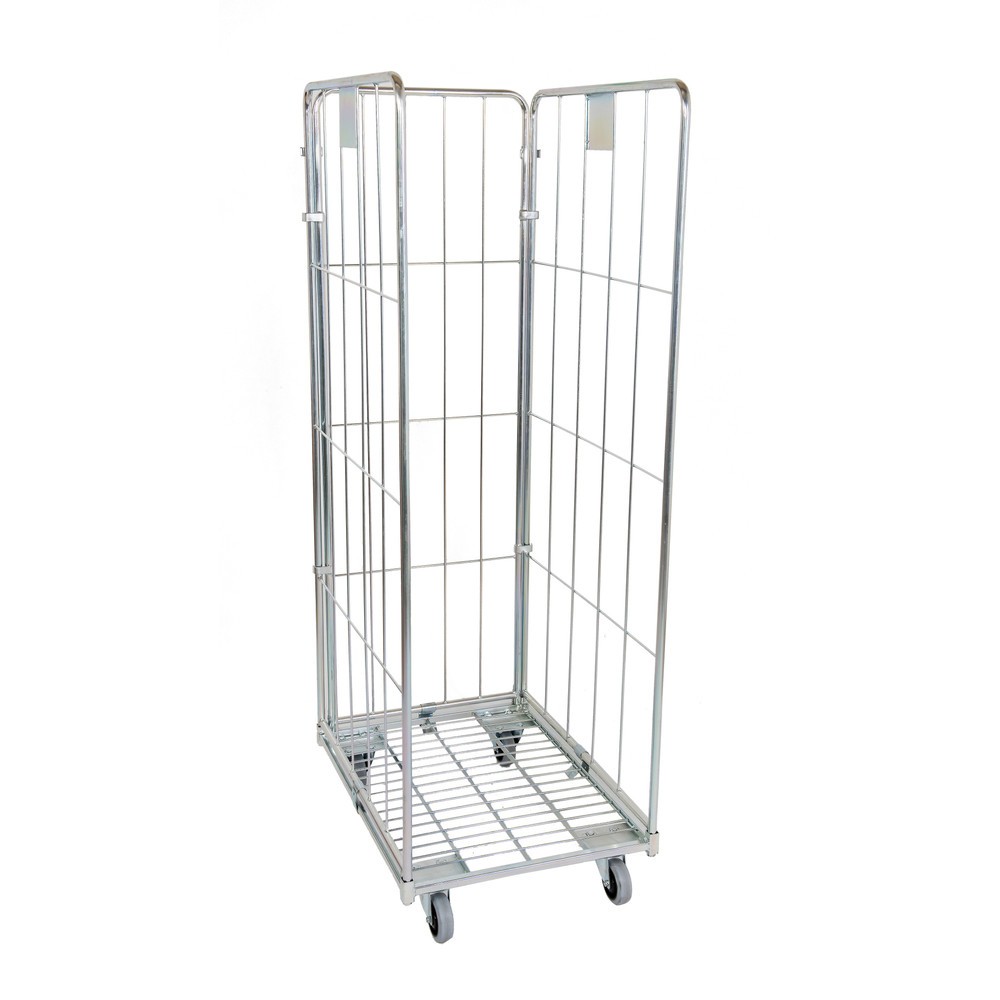 Product afbeelding: Rolcontainer Classic, 3-zijdig, grofmazig, blauw verzinkt, metalen laadbord, hxbxd 1.800 x 600 x 800 mm