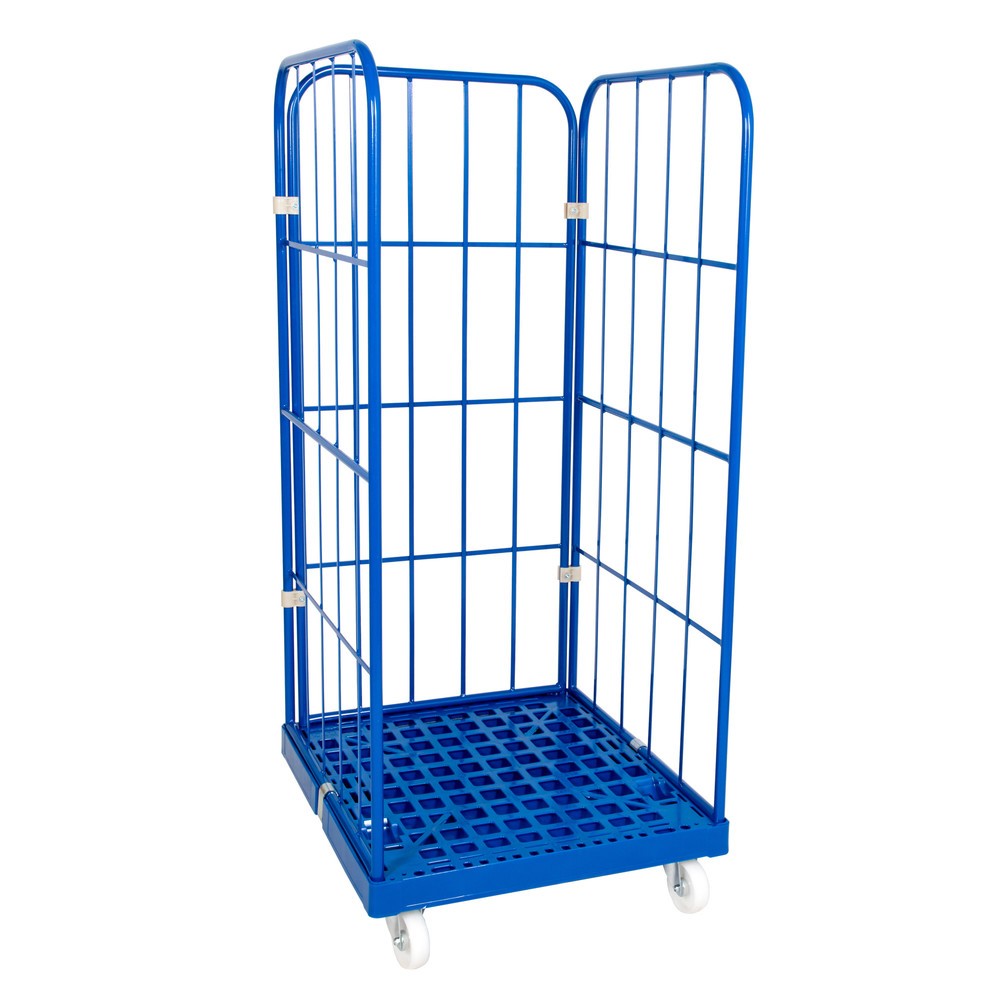 Productafbeelding nr. 1: Rolcontainer Classic, 3-zijdig, grofmazig, gepoedercoat, kunststof laadbord, hxbxd 1.550 x 724 x 815 mm, lichtblauw