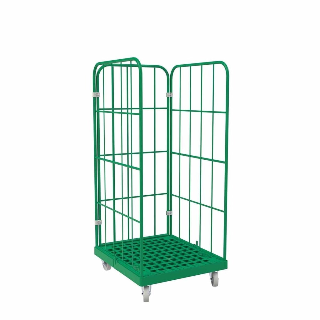 Product afbeelding: Rolcontainer Classic, 3-zijdig, met poedercoating, kunststof laadbord, hxbxd 1.650 x 724 x 815 mm, verkeersgroen