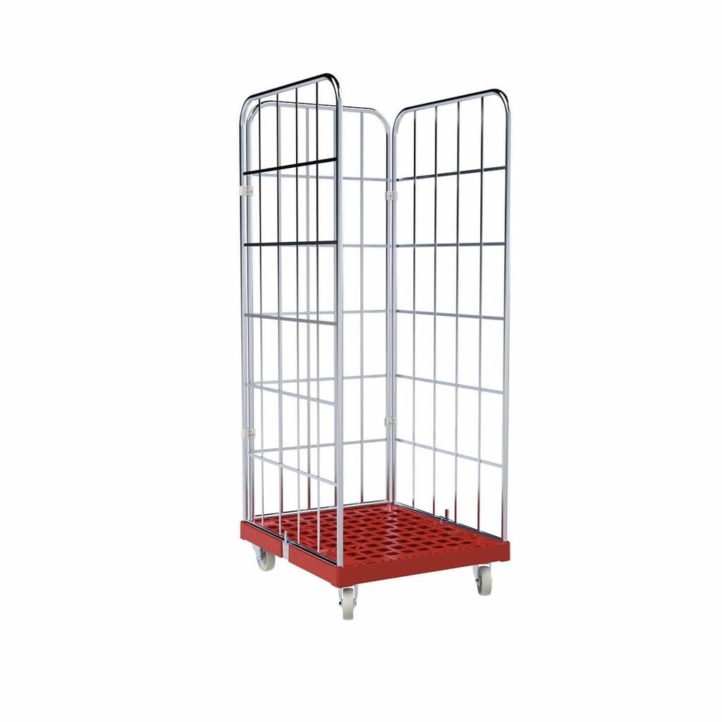 Rolcontainer Classic, 3-zijdig, verzinkt, kunststof bodemplaat, hxbxd 1.850 x 724 x 815 mm, vuurrood Product afbeelding: Rolcontainer Classic, 3-zijdig, verzinkt, kunststof bodemplaat, hxbxd 1.850 x 724 x 815 mm, vuurrood