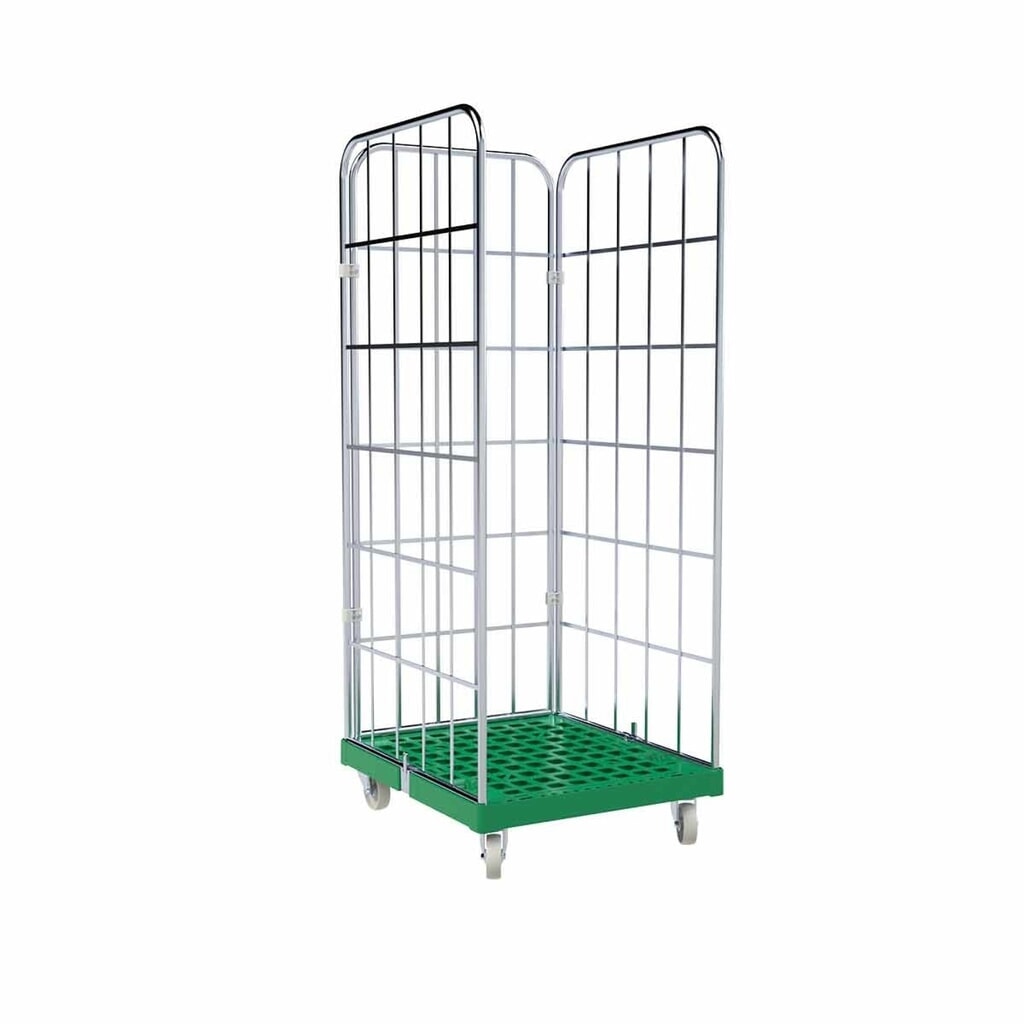 Product afbeelding: Rolcontainer Classic, 3-zijdig, verzinkt, kunststof bodemplaat, hxbxd 1.850 x 724 x 815 mm, verkeersgroen