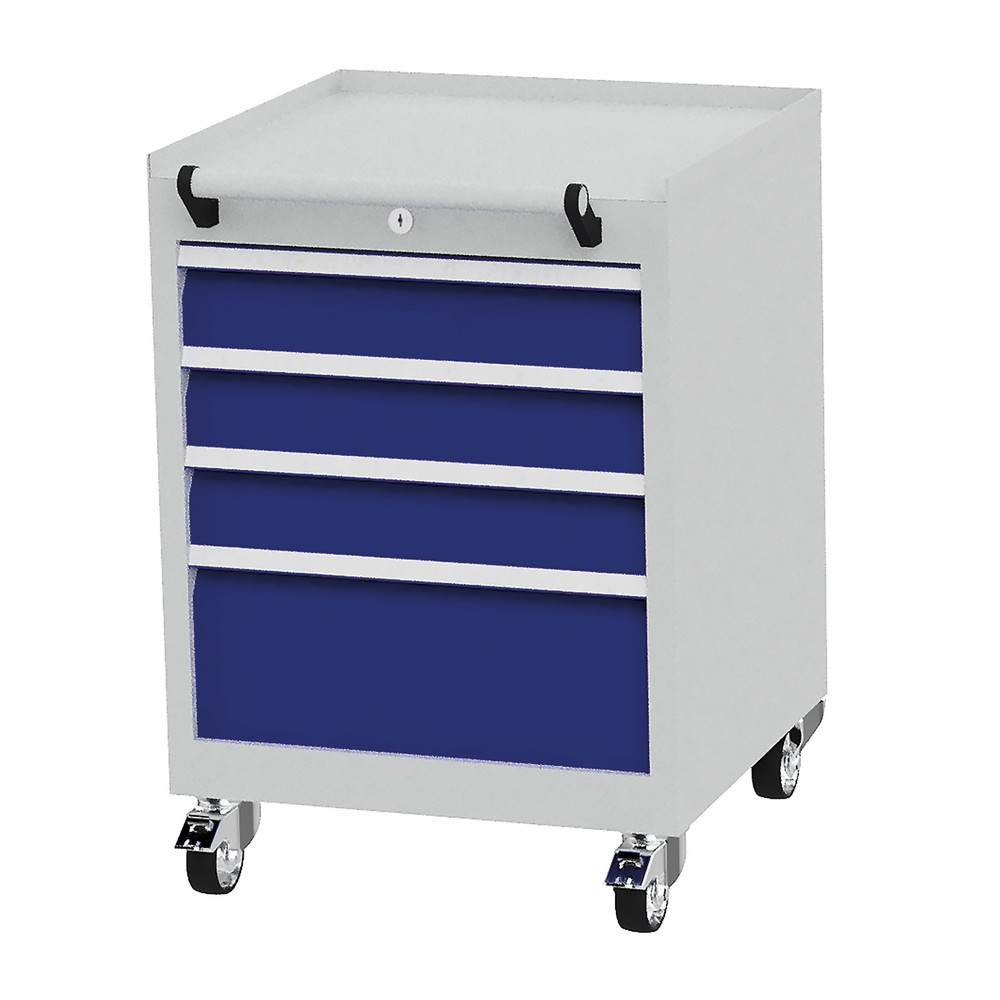 Productafbeelding nr. 1: Rolcontainer met ladecapaciteit van 50 kg en volledig uittrekbare lade, hxbxd 805 x 530 x 500 mm, gentiaanblauw