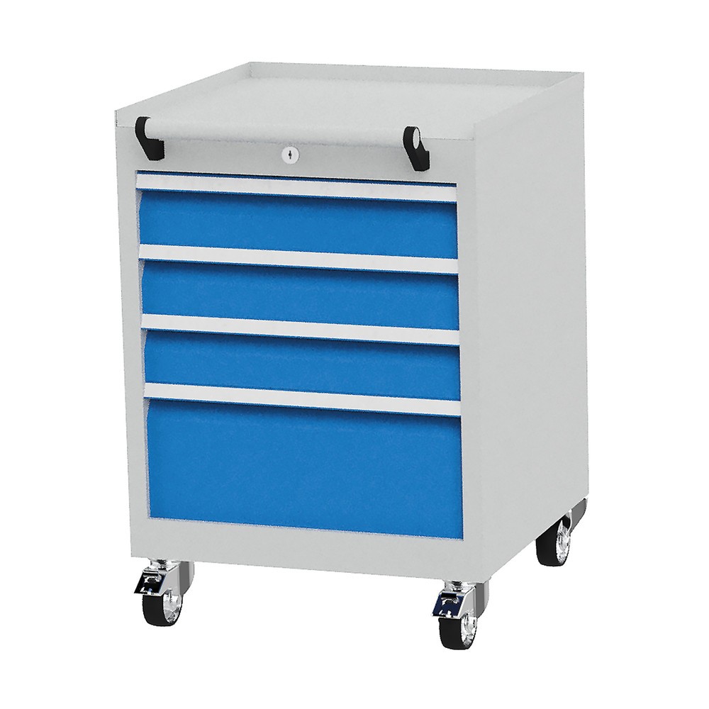 Product afbeelding: Rolcontainer met ladecapaciteit van 50 kg en volledig uittrekbare lade, hxbxd 805 x 530 x 500 mm, lichtblauw