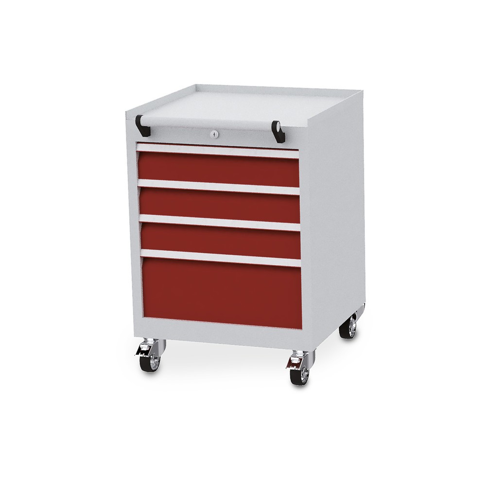 Productafbeelding nr. 1: Rolcontainer met ladecapaciteit van 50 kg en volledig uittrekbare lade, hxbxd 805 x 530 x 500 mm, robijnrood