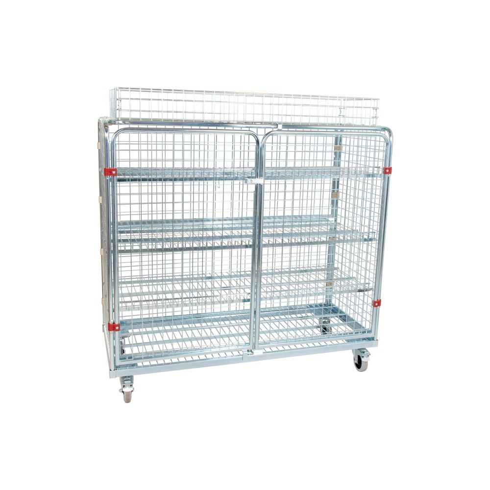 Product afbeelding: Metalen rolcontainer, 5-zijdig, fijnmazig, incl. opzetmand, hxbxd 1.700 x 620 x 1.500 mm