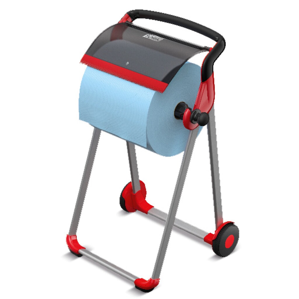 Roldispenser TORK® Performance, verrijdbaar, rollen tot 430 mm, rood/zwart Product afbeelding: Roldispenser TORK® Performance, verrijdbaar, rollen tot 430 mm, rood/zwart