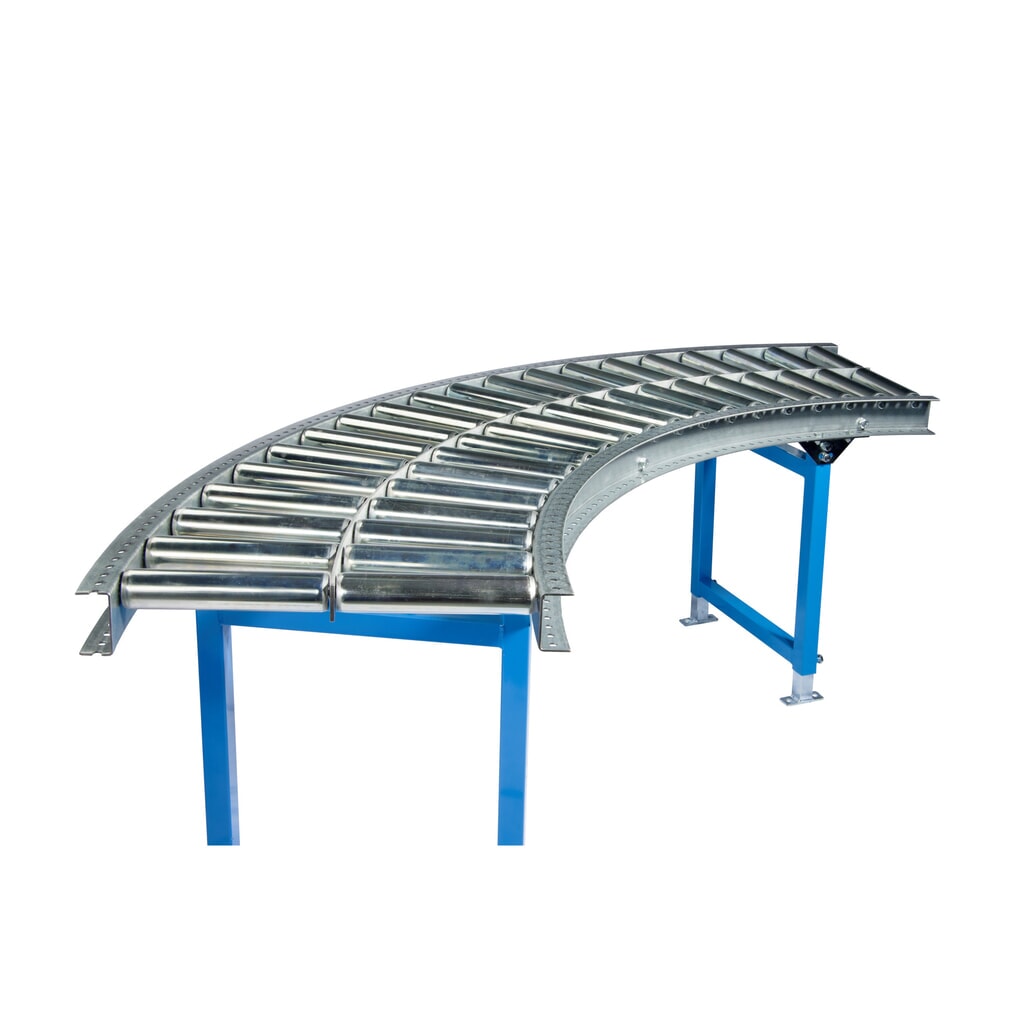 BLUME rollenbaan voor zware lasten, stalen buisrollen, bocht 45°, Baanbreedte 400 mm, Asafstand 100 mm Product afbeelding: BLUME rollenbaan voor zware lasten, stalen buisrollen, bocht 45°, Baanbreedte 400 mm, Asafstand 100 mm