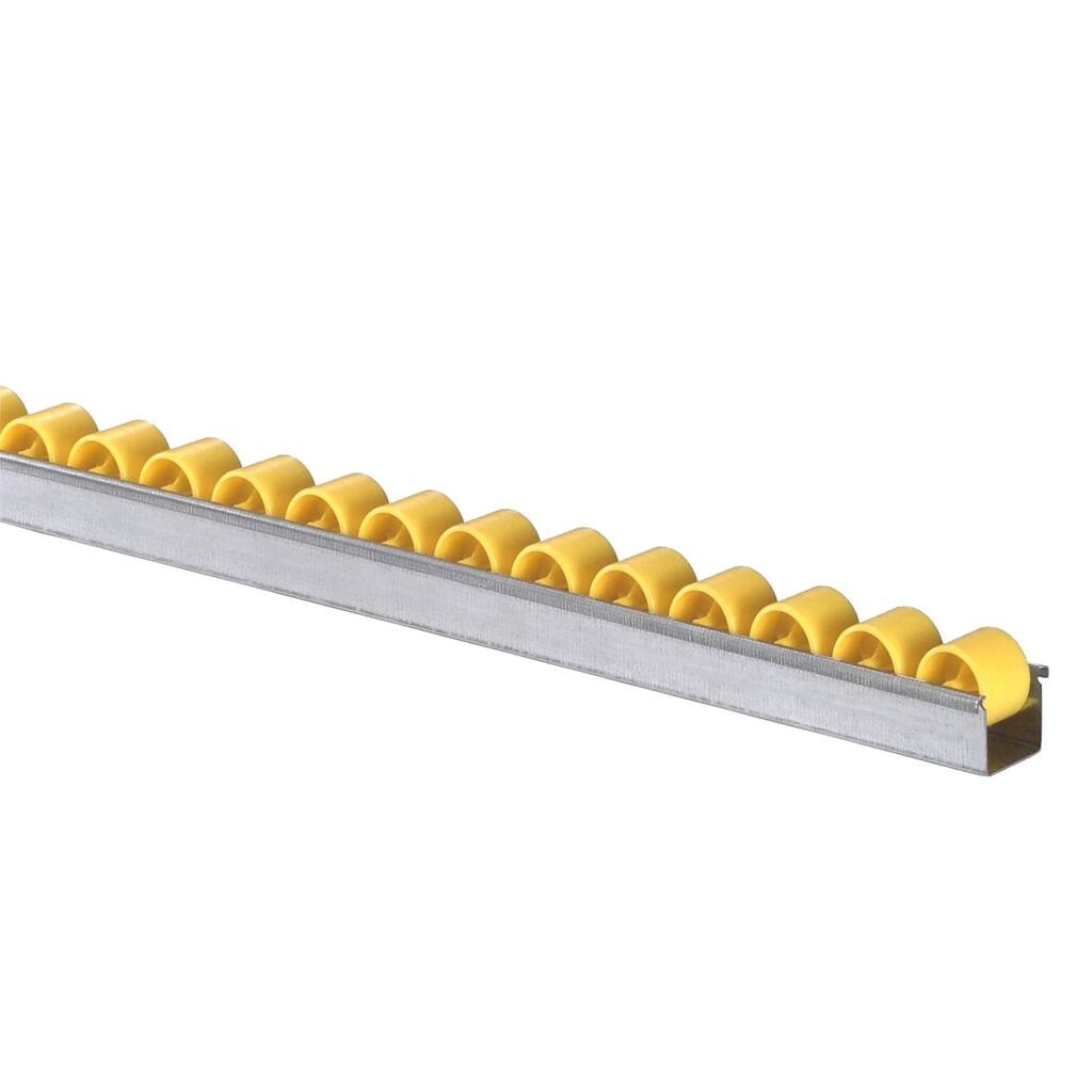 Rollenlijsten U-profiel, RU-normaal, verdeling 100 mm, cap. per rol 12 kg Product afbeelding: Rollenlijsten U-profiel, RU-normaal, verdeling 100 mm, cap. per rol 12 kg