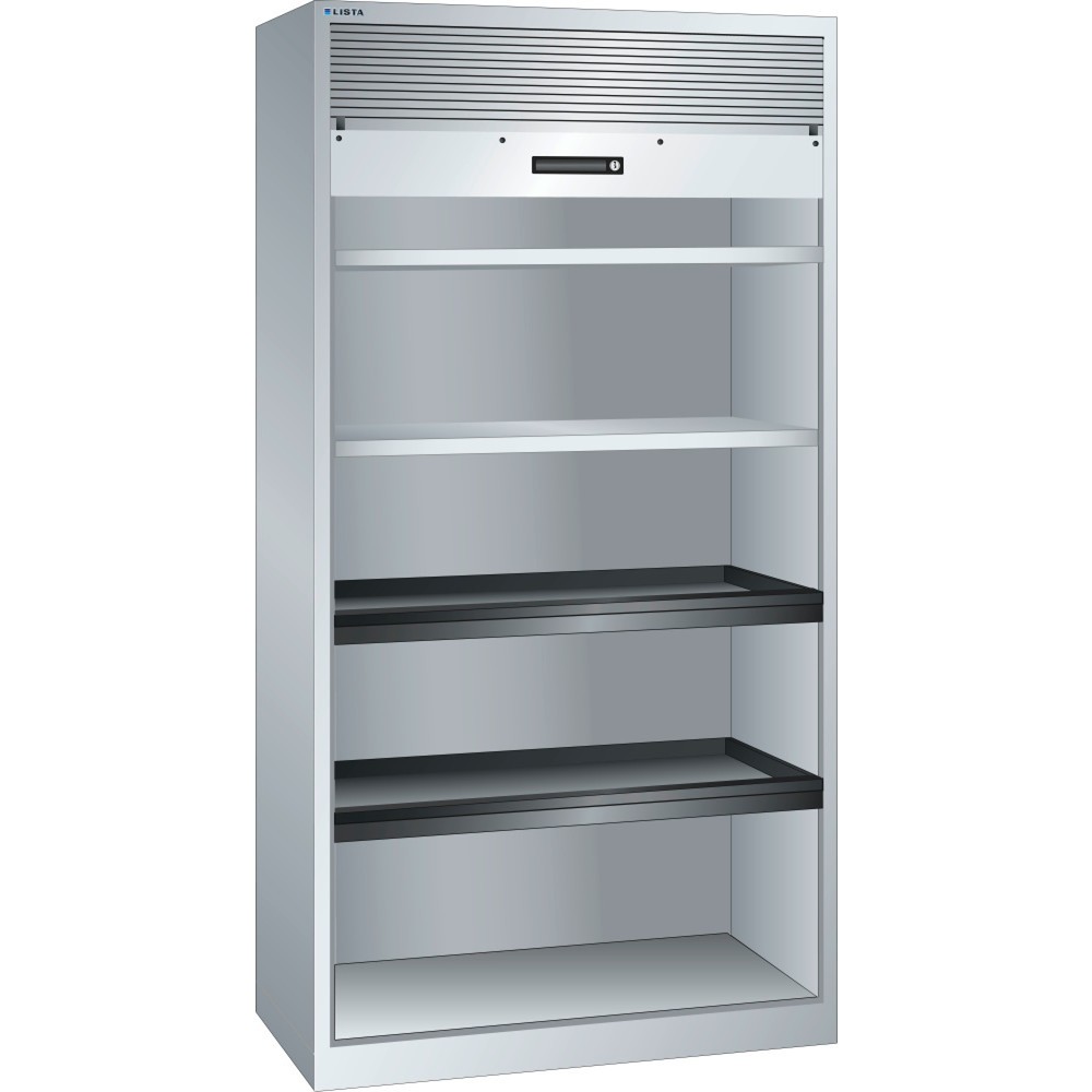 Product afbeelding: Rolluikkast LISTA, (bxdxh) 1000x580x1950 mm, 2 uittrekbare en 2 verstelbare legborden, lichtgrijs