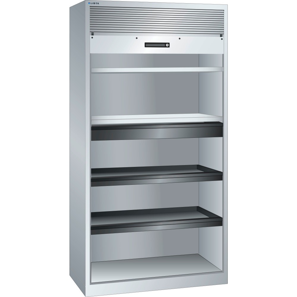Product afbeelding: Rolluikkast LISTA, (bxdxh) 1000x580x1950 mm, 2 uittrekbare en 2 verstelbare legborden, lichtgrijs