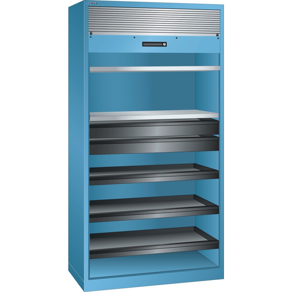 Product afbeelding: Rolluikkast LISTA, (bxdxh) 1000x580x1950 mm, 3 uittrekbare en 2 verstelbare legborden, lichtblauw