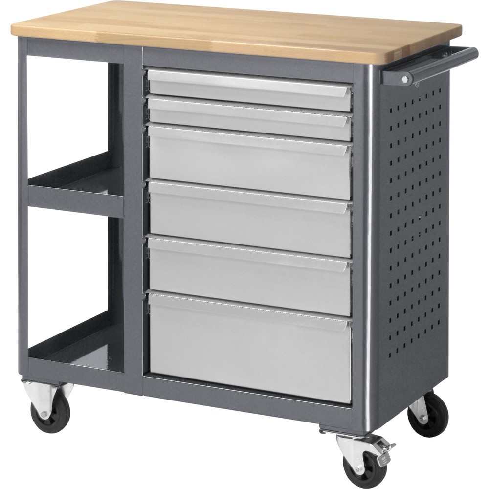 Product afbeelding: Rolwerkbank RAU serie adlatus, hxbxd 950 x 960 x 450 mm, 6 lades 2 x 65, 3 x 125, 1 x 90 mm, beuken werkblad