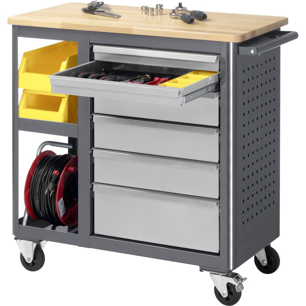 Productafbeelding nr. 3: Rolwerkbank RAU serie adlatus, hxbxd 950 x 960 x 450 mm, 6 lades 2 x 65, 3 x 125, 1 x 90 mm, beuken werkblad