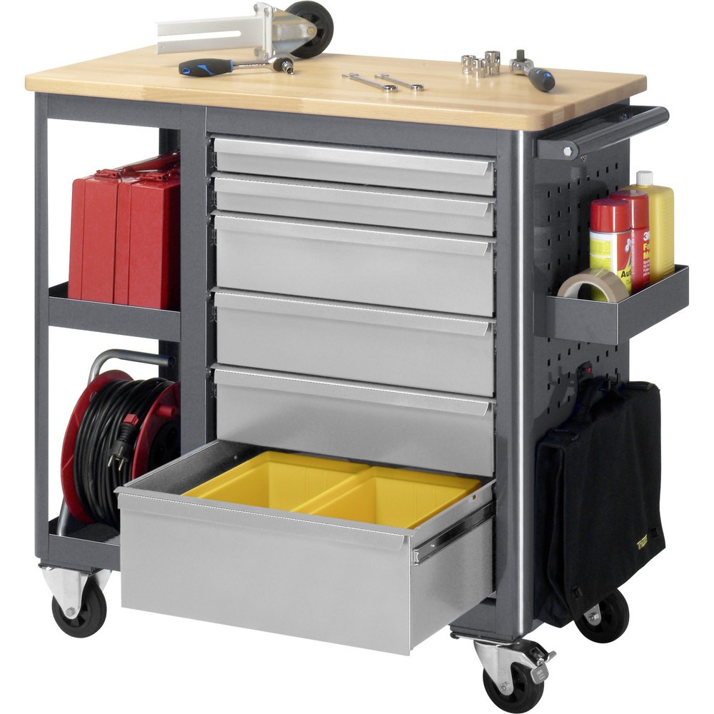 Productafbeelding nr. 5: Rolwerkbank RAU serie adlatus, hxbxd 950 x 960 x 450 mm, 6 lades 2 x 65, 3 x 125, 1 x 90 mm, beuken werkblad