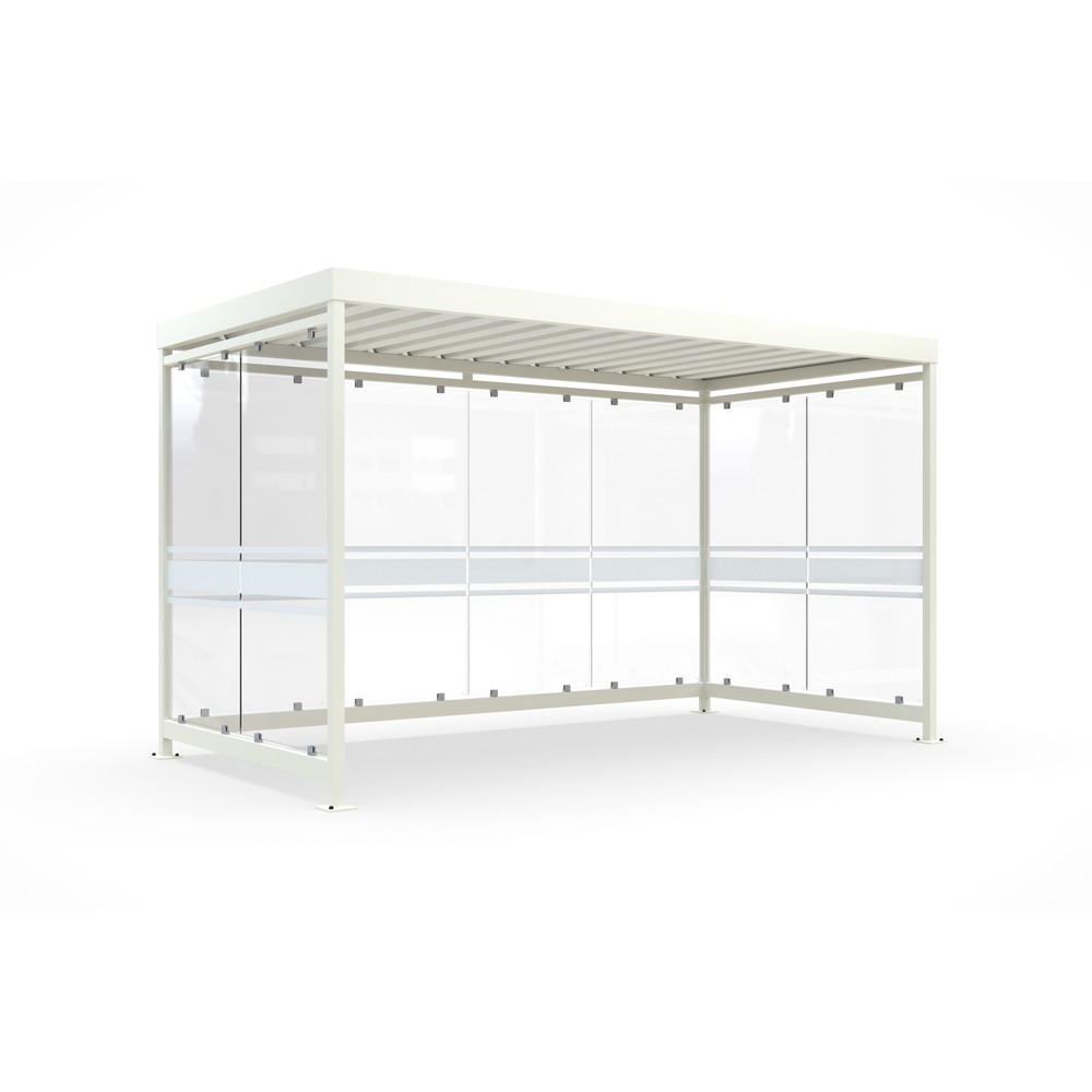 Product afbeelding: Rookoverkapping wsm®, kant-en-klaar gemonteerd, voor 9-10 personen, 8 elementen, RAL 9002 grijswit - met glasdekor